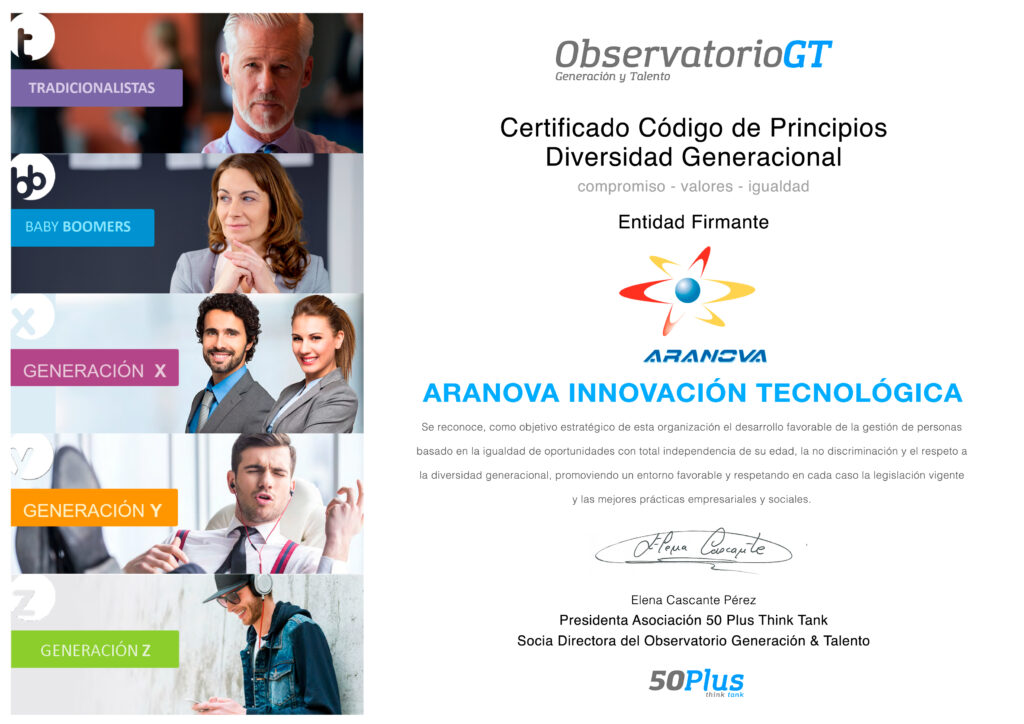 Certificado Código de Principios Diversidad Generacional - Entidad firmante ARANOVA
