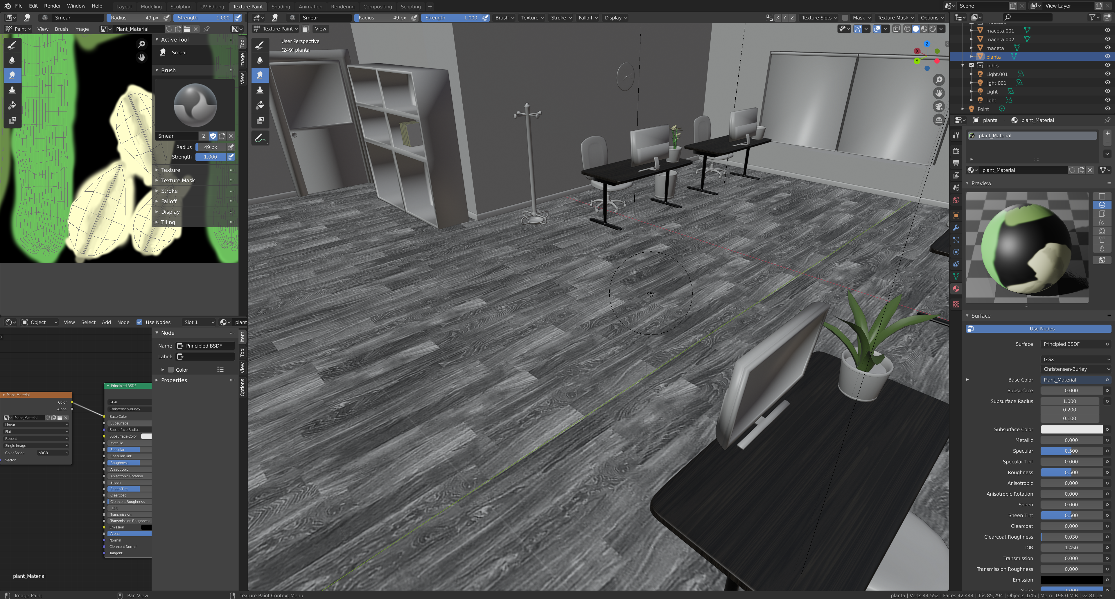 captura de blender con proyecto de oficina de ARANOVA